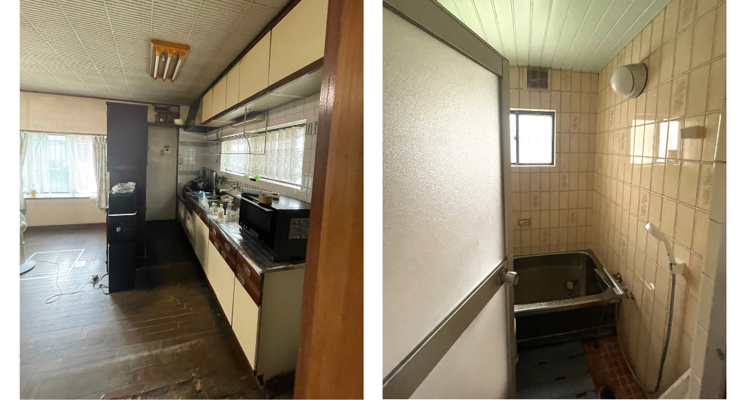 お悩みの住まい・古いお風呂やキッチンのイメージ