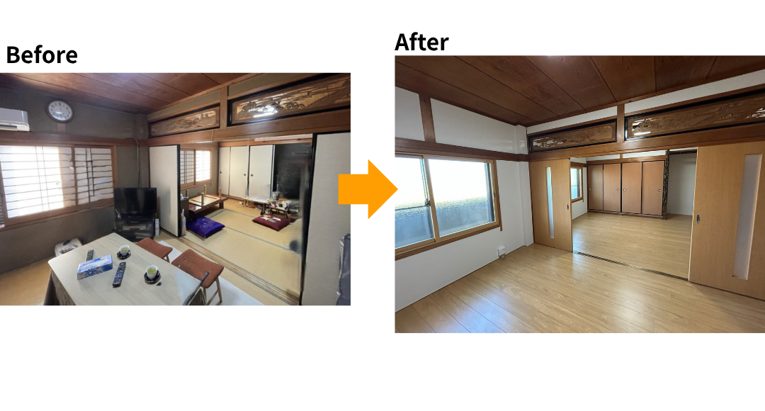 二間続き和室から洋室への施工事例写真